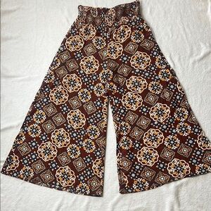 CeCe Brown Floral Wide-Leg Pants